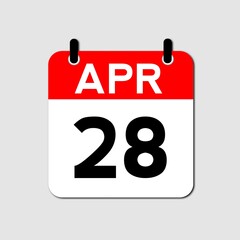 Fototapeta premium April 28 Day Calendar Vector Icon Perfect for planner, reminder, time management, schedule, office, business, and monthly event start design template