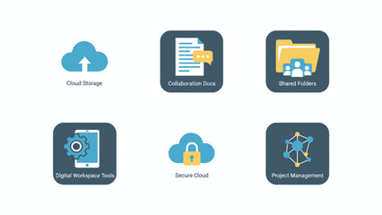 Fototapeta premium Cloud Computing Icons Set for Digital Services and Technology.