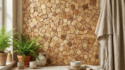 bamboo chip mosaic used as a natural textured background for organic and eco friendly design