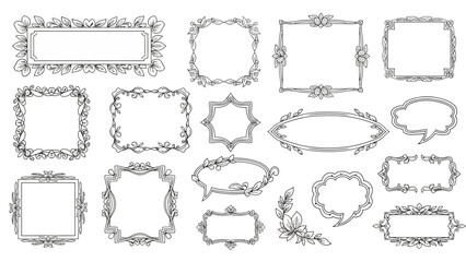 装飾的なフレームと吹き出しのセット、ヴィンテージスタイル、イラスト.