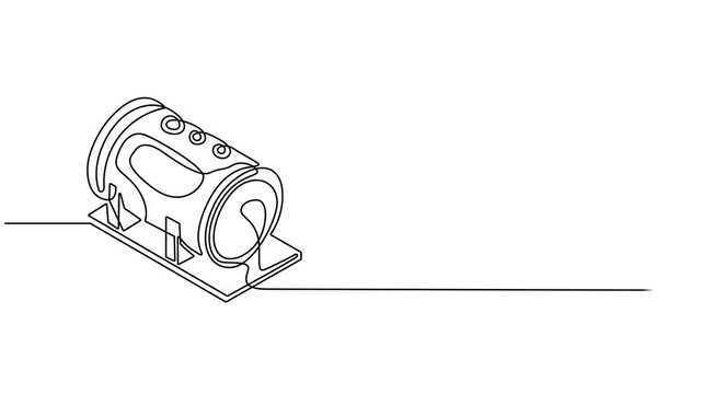 Horizontal Storage Tank animation continuous one line drawing, continuous one line drawing of a horizontal industrial tanker for fuel or water storage a large cistern vector monoline design 4k video.