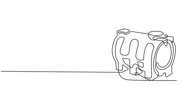 Horizontal Storage Tank animation continuous one line drawing, continuous one line drawing of a horizontal industrial tanker for fuel or water storage a large cistern vector monoline design 4k video.