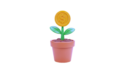Money Plant Icon with Dollar Coin