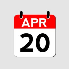Fototapeta premium April 20 Day Calendar Vector Icon Perfect for planner, reminder, time management, schedule, office, business, and monthly event start design template