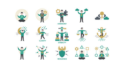 Fototapeta premium Collection of Business and Lifestyle Icons Representing Various Concepts.