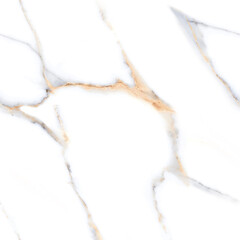 Seamless White Marble Texture with Elegant Gold and Tan Veins, Luxurious Stone Background for Interior Floor and Wall Tiles
