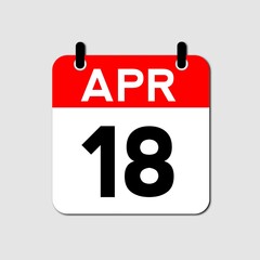 April 18 Day Calendar Vector Icon Perfect for planner, reminder, time management, schedule, office, business, and monthly event start design template