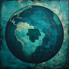 South America Globe - Detailed Cartography and Artistic Rendering.