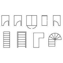 Architectural Floor Plan Elements Set &ndash; Doors, Stairs & Construction Symbols