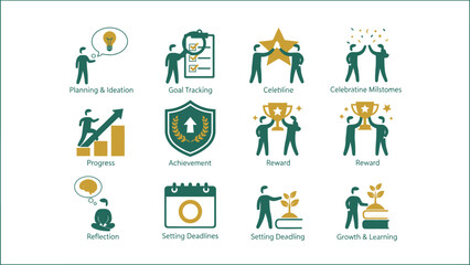 Fototapeta premium Collection of Business and Personal Growth Icons Illustrating Success.