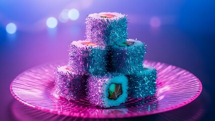 A dynamic 3D explosion of vibrant, multi-colored cubes and sharp spikes bursting against a deep purple gradient background.