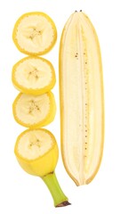 Sliced Banana - Fresh Fruit Display with Half and Rounds.
