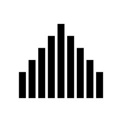 Filled bar chart icon representing data distribution, histogram analysis, statistical visualization, perfect for business analytics, reports, and data-driven applications.