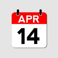 April 14 Day Calendar Vector Icon Perfect for planner, reminder, time management, schedule, office, business, and monthly event start design template