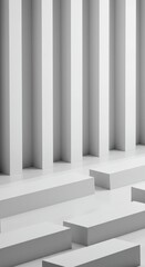 Obraz premium Identical white rectangles perfectly aligned in a sterile, modern pattern, representing simultaneous potential and coordinated emptiness, texture, emptiness, conceptual