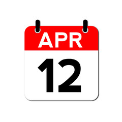 Fototapeta premium April 12 Day Calendar Vector Icon Perfect for planner, reminder, time management, schedule, office, business, and monthly event start design template