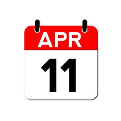 Fototapeta premium April 11 Day Calendar Vector Icon Perfect for planner, reminder, time management, schedule, office, business, and monthly event start design template