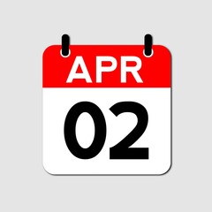 April 2 Day Calendar Vector Icon Perfect for planner, reminder, time management, schedule, office, business, and monthly event start design template