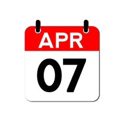 April 7 Day Calendar Vector Icon Perfect for planner, reminder, time management, schedule, office, business, and monthly event start design template