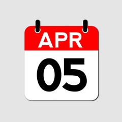 April 5 Day Calendar Vector Icon Perfect for planner, reminder, time management, schedule, office, business, and monthly event start design template