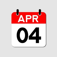 April 4 Day Calendar Vector Icon Perfect for planner, reminder, time management, schedule, office, business, and monthly event start design template