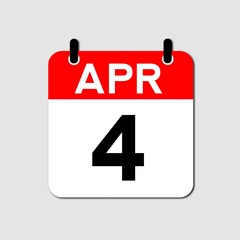 April 4 Day Calendar Vector Icon Perfect for planner, reminder, time management, schedule, office, business, and monthly event start design template