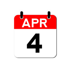 Fototapeta premium April 4 Day Calendar Vector Icon Perfect for planner, reminder, time management, schedule, office, business, and monthly event start design template