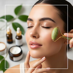 Woman experiencing blissful facial massage for radiant skin