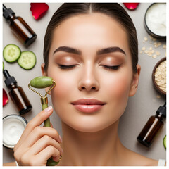 Woman experiencing blissful facial massage for radiant skin