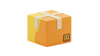 Stylized 3D Shipping Box with Tape and Arrows