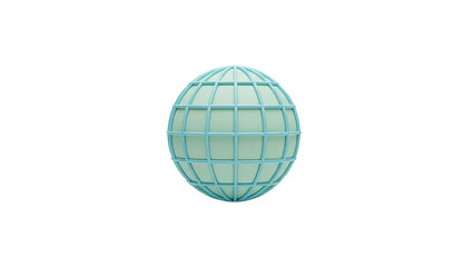 Stylized Globe with Blue Grid Overlay on White Background