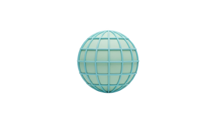 Stylized Globe with Blue Grid Overlay on White Background