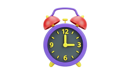 3D Render of a Purple Alarm Clock