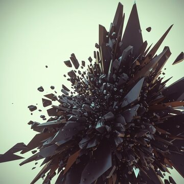 Intense visual complexity featuring overlapping shards and scattered fragments creating a dynamic pattern of complete conceptual disorder, fragmented, unpredictable, collapse