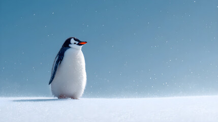 Fototapeta premium penguin on snow