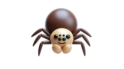 Cute Cartoon Spider with Big Eyes and Brown Body