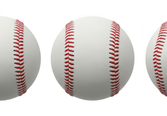 Three baseballs isolated on transparent background