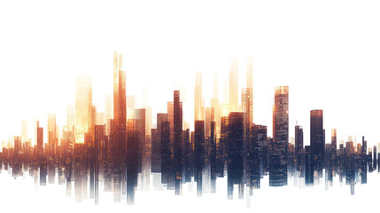 Obraz premium Abstract city skyline forming from blocks startup ecosystem concept isolated on transparent background
