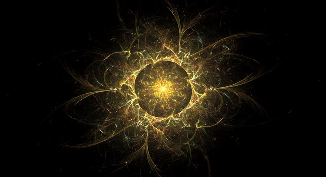 Complex digital fractal pattern expanding into endless space, suggesting deep theoretical mathematics and cosmic scale, visualization, infinity, complexity - Powered by Adobe