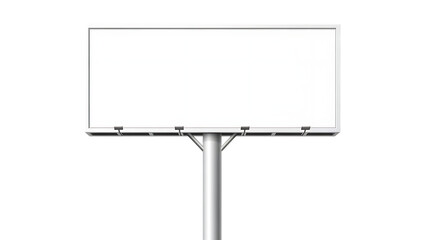 Blank billboard on metal pole against white background isolated on transparent background