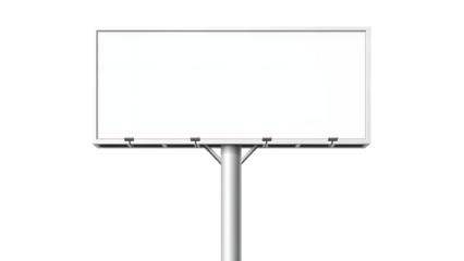 Blank billboard on metal pole against white background isolated on transparent background