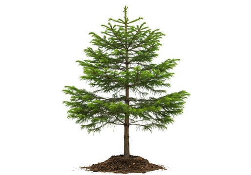 Small evergreen tree isolated on transparent background