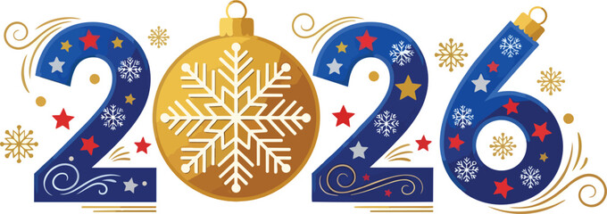 Happy new year celebration with colorful snowflakes and ornaments on a white background hasil akhir 94