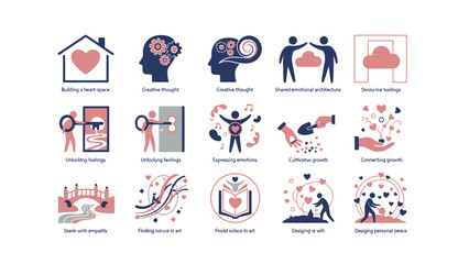 Collection of Icons Representing Personal Growth and Well-being Concepts.