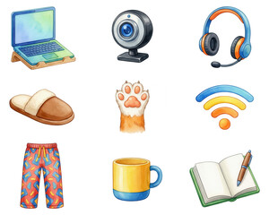 Watercolor Work From Home Essentials Collection