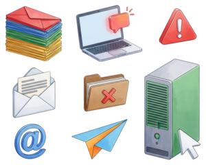 Communication Icons: Email, Laptop, and Computer Elements