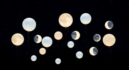 Multiple phases of the moon displayed.