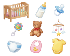 Watercolor Baby Items and Nursery Set