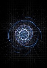 Abstract fractal grid revealing emergent complexity and underlying mathematical order. A visualization of unseen data structures, relationship, infinite, algorithm