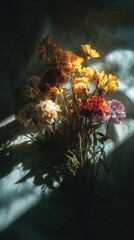 A Vibrant Collection of Colorful Dried Flowers Artfully Arranged on a Soft Surface Creating a Beautiful Natural Still Life